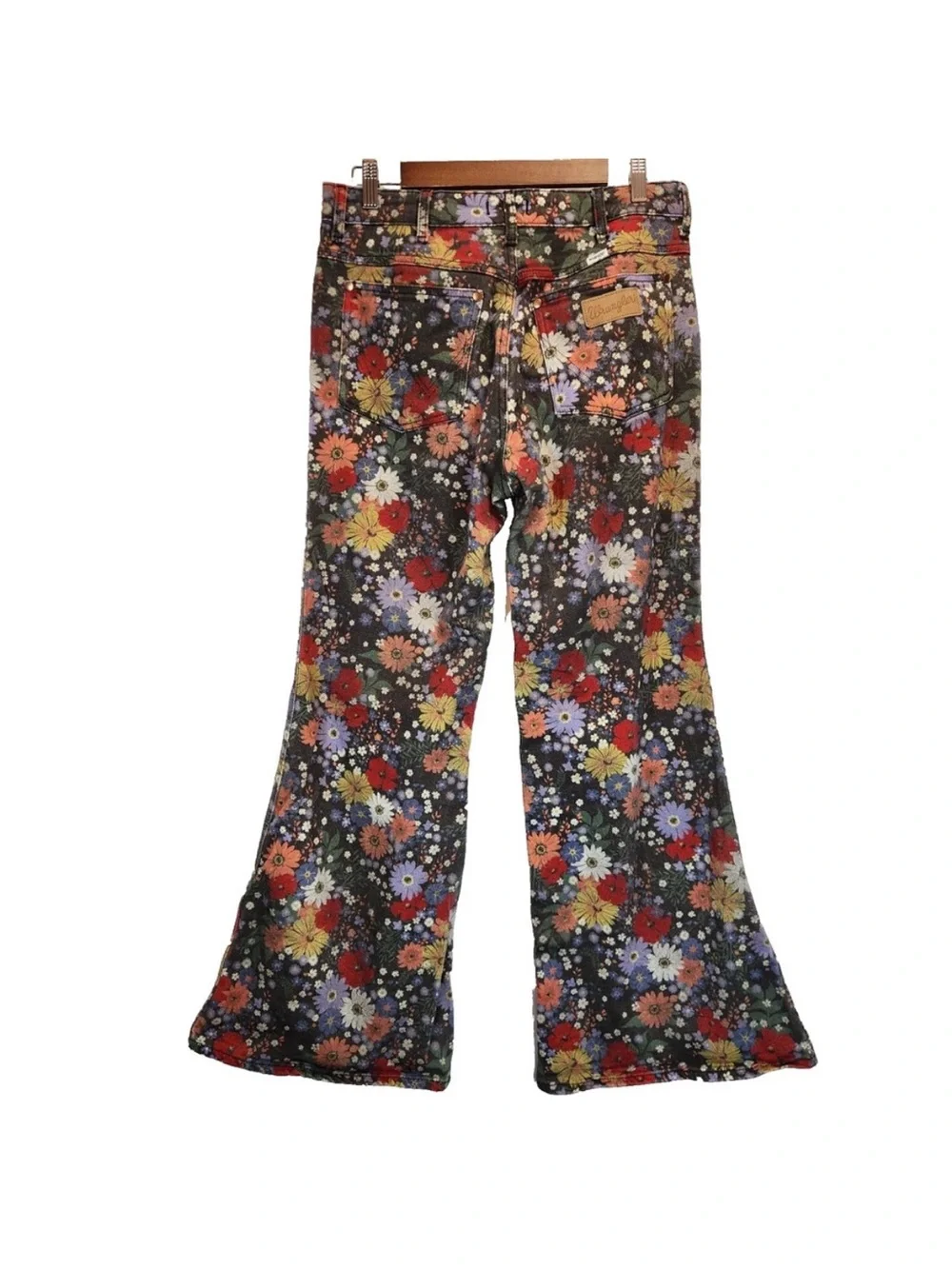 Wrangler Wanderer 622 Women High Raise Wide Flare Jeans Size 30x30 Floral Retro - Picture 2 of 4